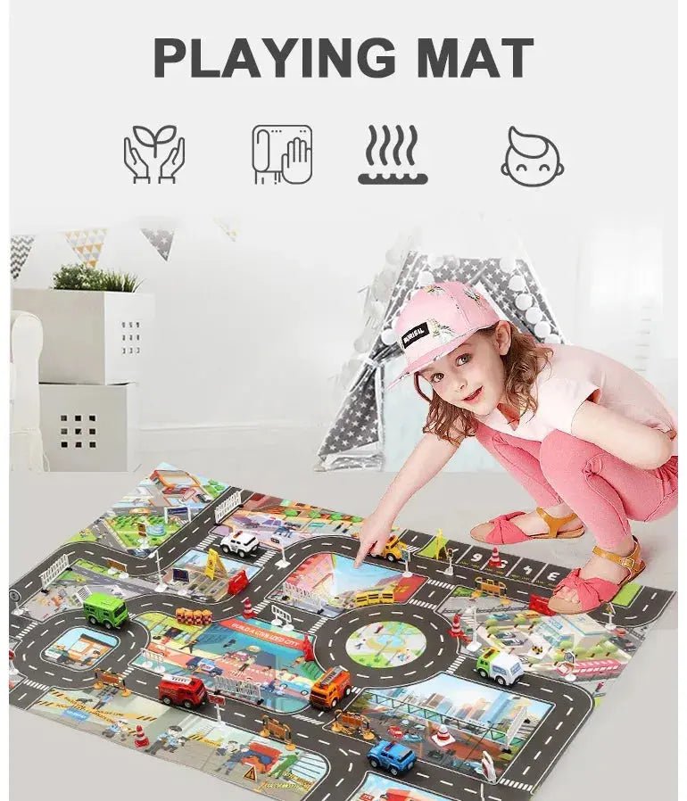 City Traffic Play Mat for Babies - Educational Road Map Carpet with Car Parking and Traffic Signs - Lacatang Shop