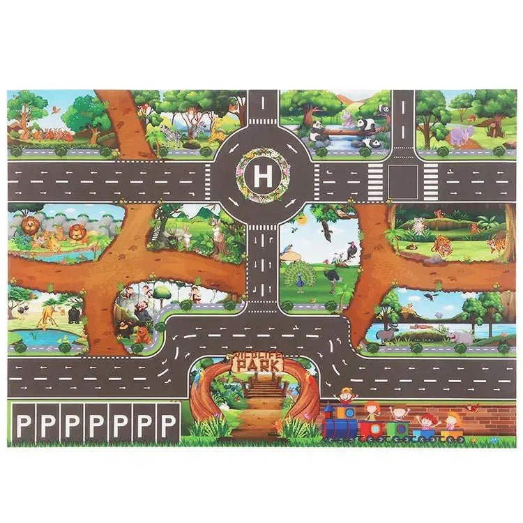 City Traffic Play Mat for Babies - Educational Road Map Carpet with Car Parking and Traffic Signs - Lacatang Shop