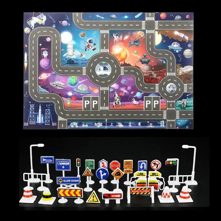 City Traffic Play Mat for Babies - Educational Road Map Carpet with Car Parking and Traffic Signs - Lacatang Shop