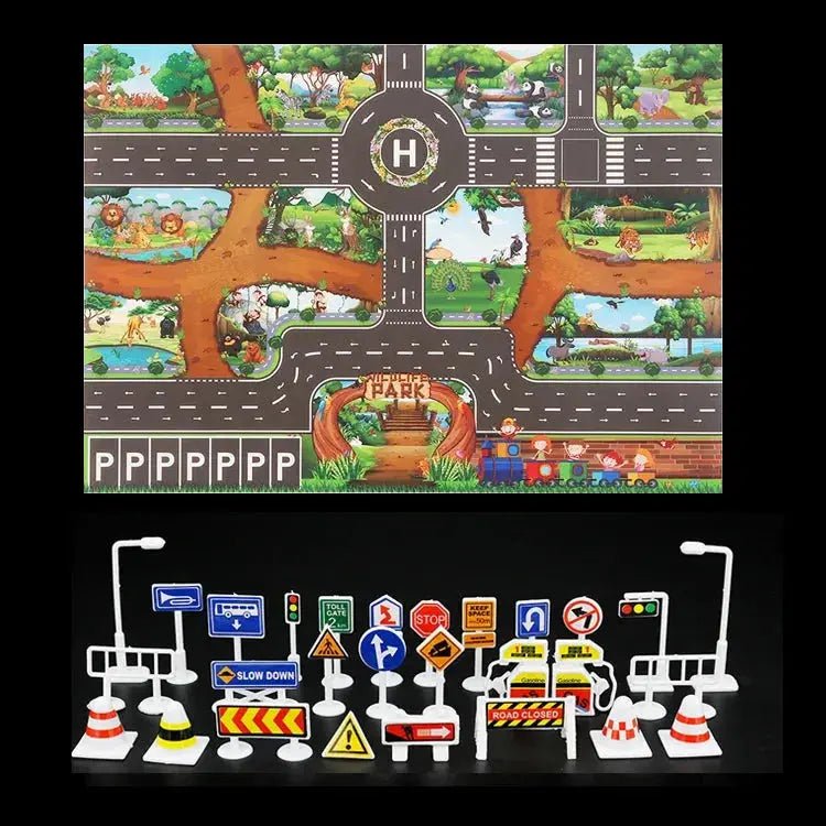 City Traffic Play Mat for Babies - Educational Road Map Carpet with Car Parking and Traffic Signs - Lacatang Shop