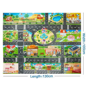 Colorful Cartoon City Traffic Play Mat with Toy Cars for Kids - Educational Baby Rug for Christmas and Birthday Gifts - Lacatang Shop