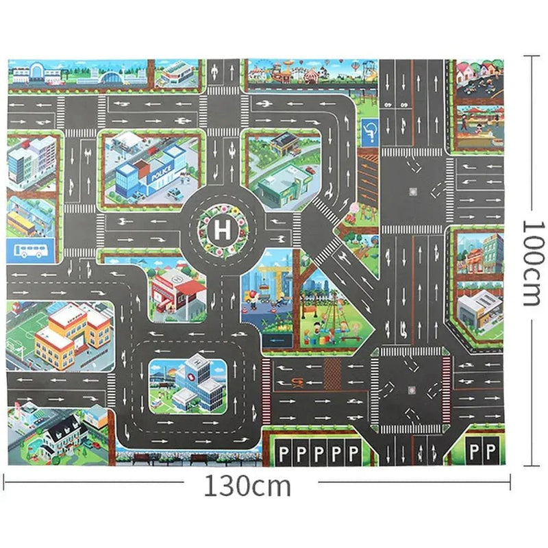 Colorful Cartoon City Traffic Play Mat with Toy Cars for Kids - Educational Baby Rug for Christmas and Birthday Gifts - Lacatang Shop