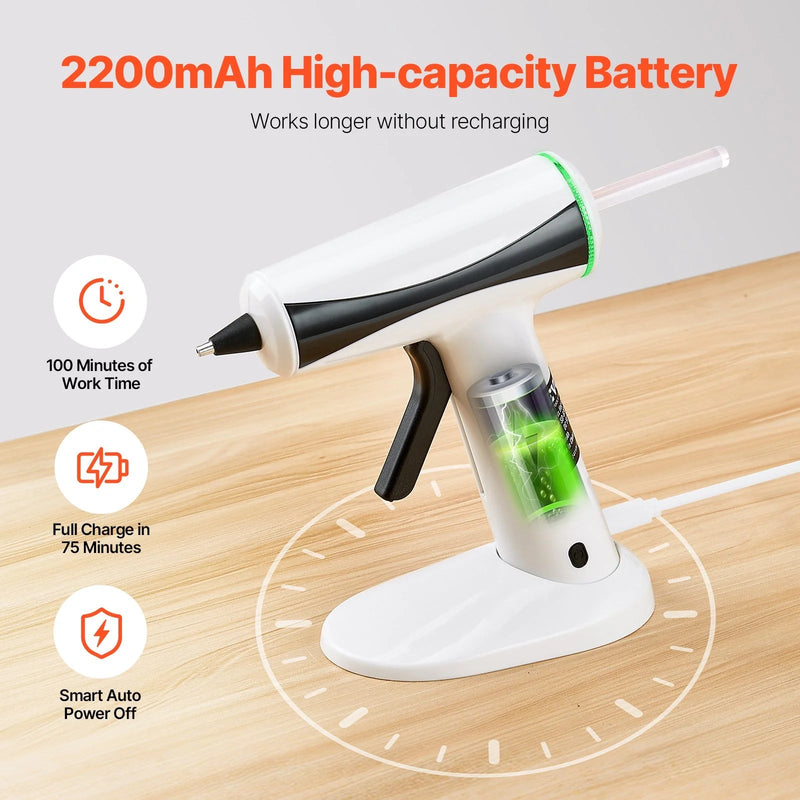 Cordless Hot Glue Gun Hot Melt Glue Gun with 20Pcs Sticks Rechargeable Battery - Lacatang Shop