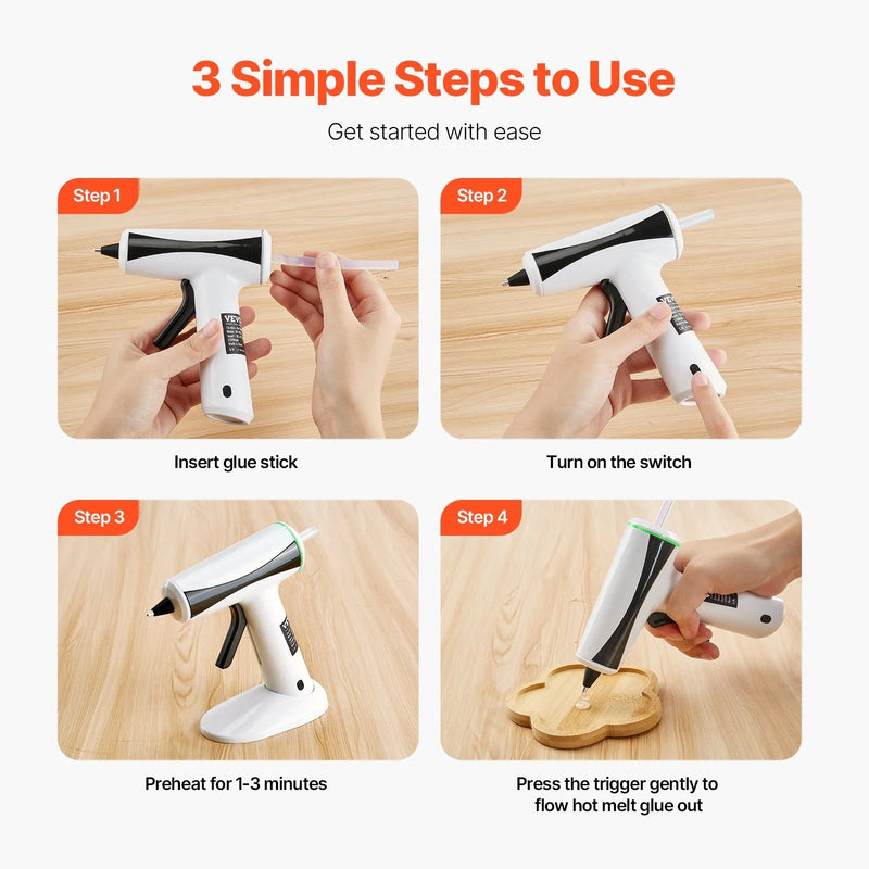 Cordless Hot Glue Gun Hot Melt Glue Gun with 20Pcs Sticks Rechargeable Battery - Lacatang Shop