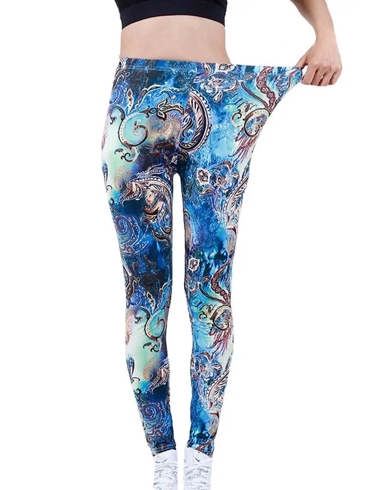 CUHAKCI Printing Women Leggings Gym Sportswear Female Ankle Length Floral Pencil Pants Fitness Leggins Strech Legging - Lacatang Shop