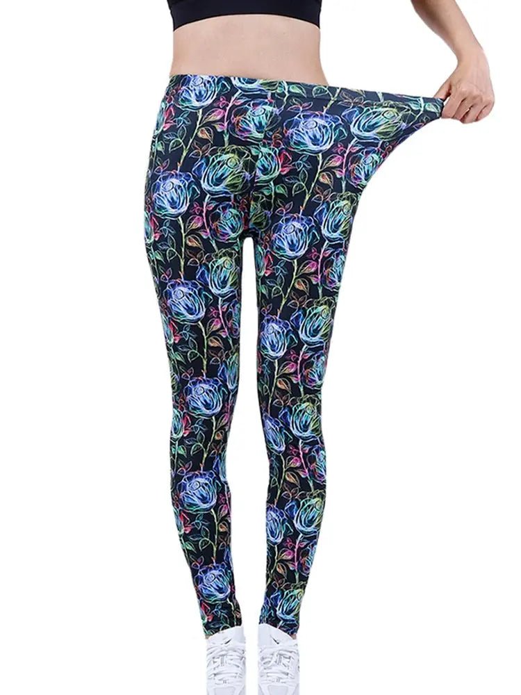 CUHAKCI Printing Women Leggings Gym Sportswear Female Ankle Length Floral Pencil Pants Fitness Leggins Strech Legging - Lacatang Shop