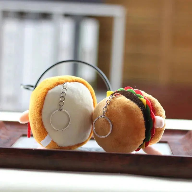 Cute Cartoon Food Plush Keychain - Hamburg, Hot Dog, Fries & Drumsticks Bag Charm for Girls - Lacatang Shop