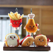 Cute Cartoon Food Plush Keychain - Hamburg, Hot Dog, Fries & Drumsticks Bag Charm for Girls - Lacatang Shop