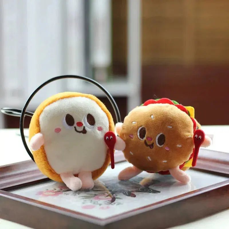 Cute Cartoon Food Plush Keychain - Hamburg, Hot Dog, Fries & Drumsticks Bag Charm for Girls - Lacatang Shop