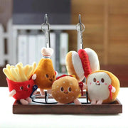 Cute Cartoon Food Plush Keychain - Hamburg, Hot Dog, Fries & Drumsticks Bag Charm for Girls - Lacatang Shop