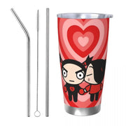 Cute Cartoon Pucca 20oz Stainless Steel Insulated Thermal Coffee Car Cup Cold Hot Mugs Vacuum Flask - Lacatang Shop