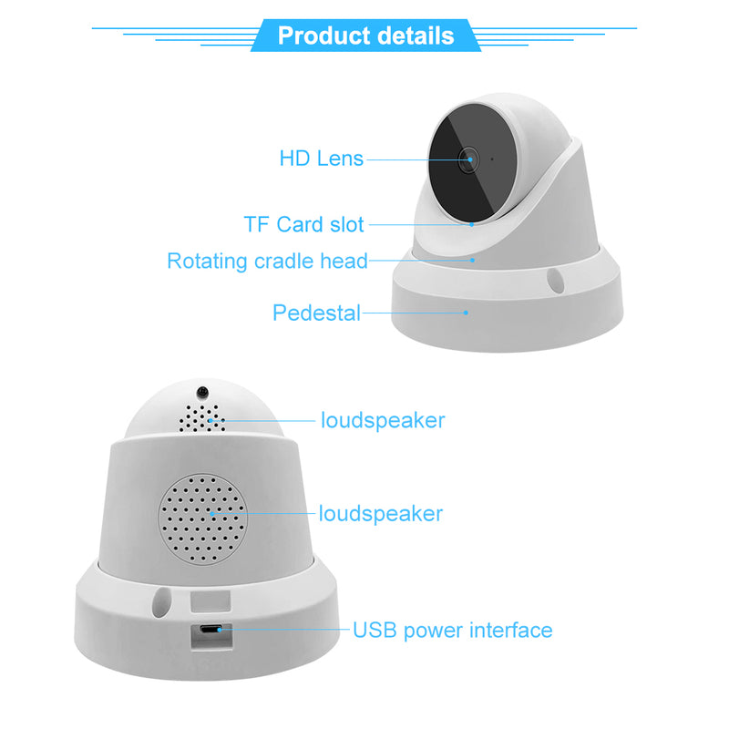 HD 1080P WiFi IP Baby Monitor Camera with PTZ and Night Vision Features