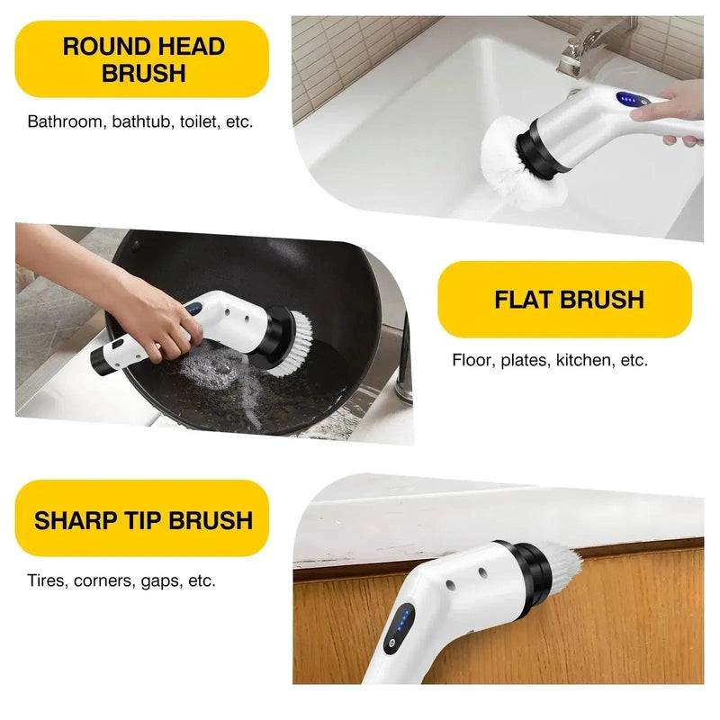 DayPlus Cordless Electric Brush Multi - functional Automatic Hand - held Electric Cleaning Brush Bathroom Toilet Floor Toilet 3 Head - Lacatang Shop