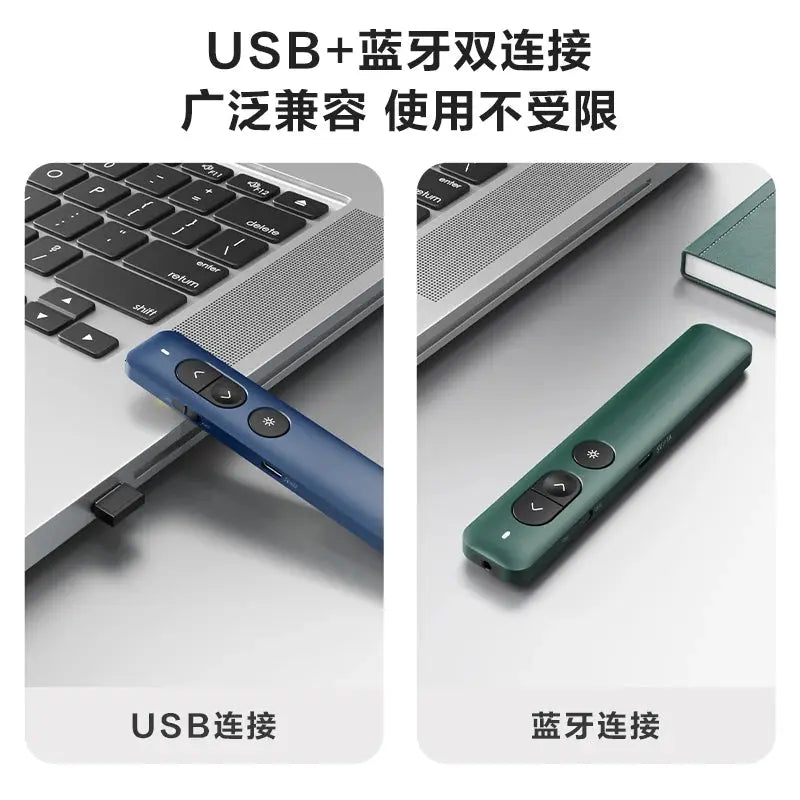 Deli Nusign NS100 Wireless Presenter Green PPT Laser Pointer Powerpoint Laser Flip Pen Remote Surport TTP/Prezi/Keynote - Lacatang Shop