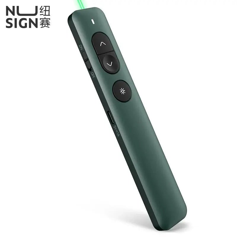 Deli Nusign NS100 Wireless Presenter Green PPT Laser Pointer Powerpoint Laser Flip Pen Remote Surport TTP/Prezi/Keynote - Lacatang Shop