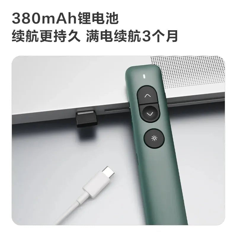 Deli Nusign NS100 Wireless Presenter Green PPT Laser Pointer Powerpoint Laser Flip Pen Remote Surport TTP/Prezi/Keynote - Lacatang Shop