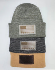 Designed & Made in USA | Veteran Beanie with USA Flag - Patriotic Theta Stitch Cuffed Knit Hat for Men & Women | Limited Edition - Lacatang Shop