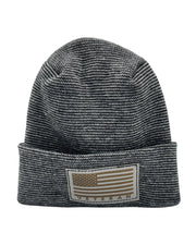 Designed & Made in USA | Veteran Beanie with USA Flag - Patriotic Theta Stitch Cuffed Knit Hat for Men & Women | Limited Edition - Lacatang Shop