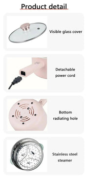 DMWD 1.8/2.5L Household Cooking Pot Electric Rice Cooker Mini Hot Pot Food Steamer Porridge Soup Pot Breakfast Maker Frying Pan - Lacatang Shop