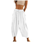 Drop Pocket Women's Harem Pants Summer 2024 Solid Color Loose Trousers Low Waist Outdoor Beach Holiday Female Long Pants - Lacatang Shop