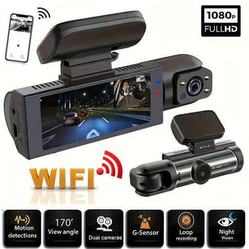 DualSight 1080P WiFi Car Dash Cam with Night Vision - Lacatang Shop