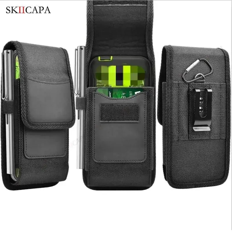 Durable Oxford Cloth Leather Phone Pouch with Racing Belt Clip for Samsung S24 Ultra Plus and Galaxy A Series - Lacatang Shop