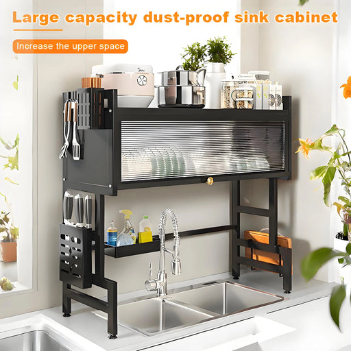 Dustproof Kitchen Organizer Rack & Dish Draining Cabinet