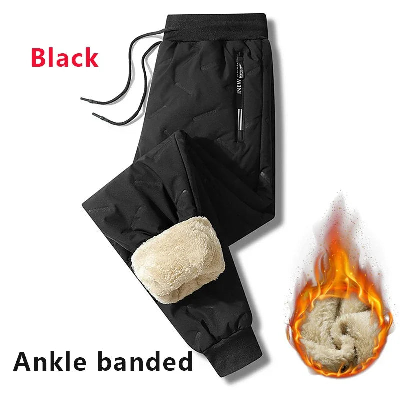 Clearance_Winter Sweatwear Men Plush Thick Fleece Sweatpant Lambswool Thermal Trousers Casual Pants Waterproof Windproof Warm Co
