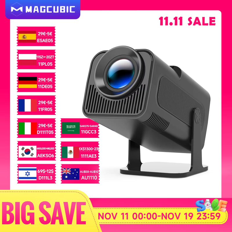 Magcubic 4K Android 11 Projector Native 1080P 390ANSI HY320 Dual Wifi6 BT5.0 1920*1080P Cinema Portable Projetor Upgrated HY300