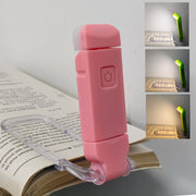 Reading Book Light Portable USB Rechargeable Book Clip Light Bookmark Light Tri Color Warm Eye Protection Adjustable Light