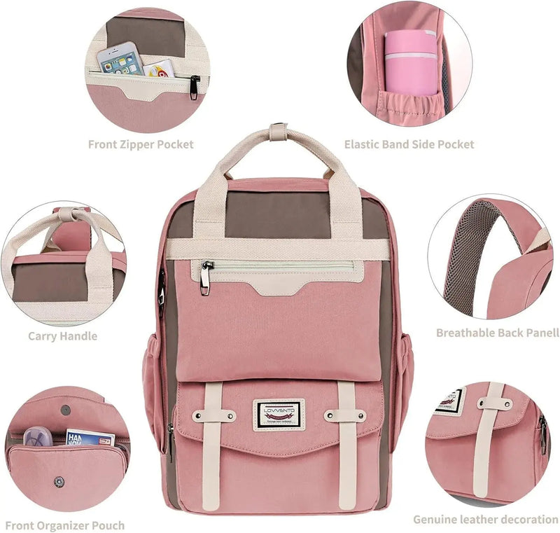 College Backpack for Women Cute Vintage Travel Bag Aesthetic Laptop Backpack 15.6 Inch Waterproof Computer Work Vintage Laptop Backpack for Women - Cute Waterproof Travel Bag  AliExpress Lacatang Shop 