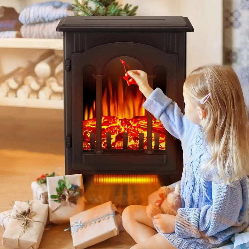 Electric Fireplace Stove, Freestanding Fireplace Heater with Realistic Flame, Indoor Electric Stove Heater - Lacatang Shop