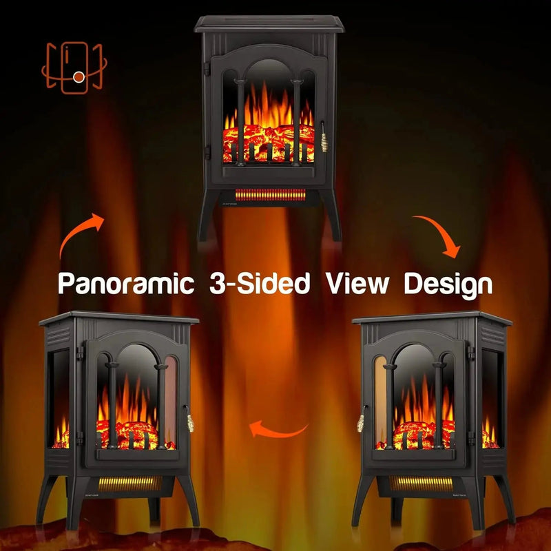 Electric Fireplace Stove, Freestanding Fireplace Heater with Realistic Flame, Indoor Electric Stove Heater - Lacatang Shop