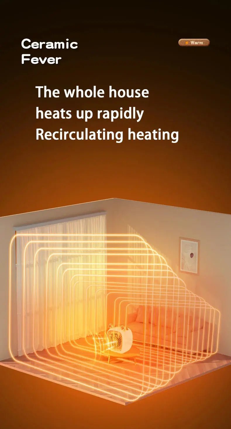 Electric Heater Mini Portable Intelligent Air Heater Reduced Wind Noise Home Heating Warmer Fan Intelligent Constant Temperature - Lacatang Shop