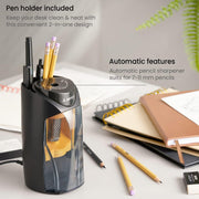 Electric Pencil Sharpener, Black, Dual - Hole, Fits 6–12 - Mm Pencils, Auto - Stop, Office Supplies for Teachers, Students, Classrooms, and Art Studios - Lacatang Shop