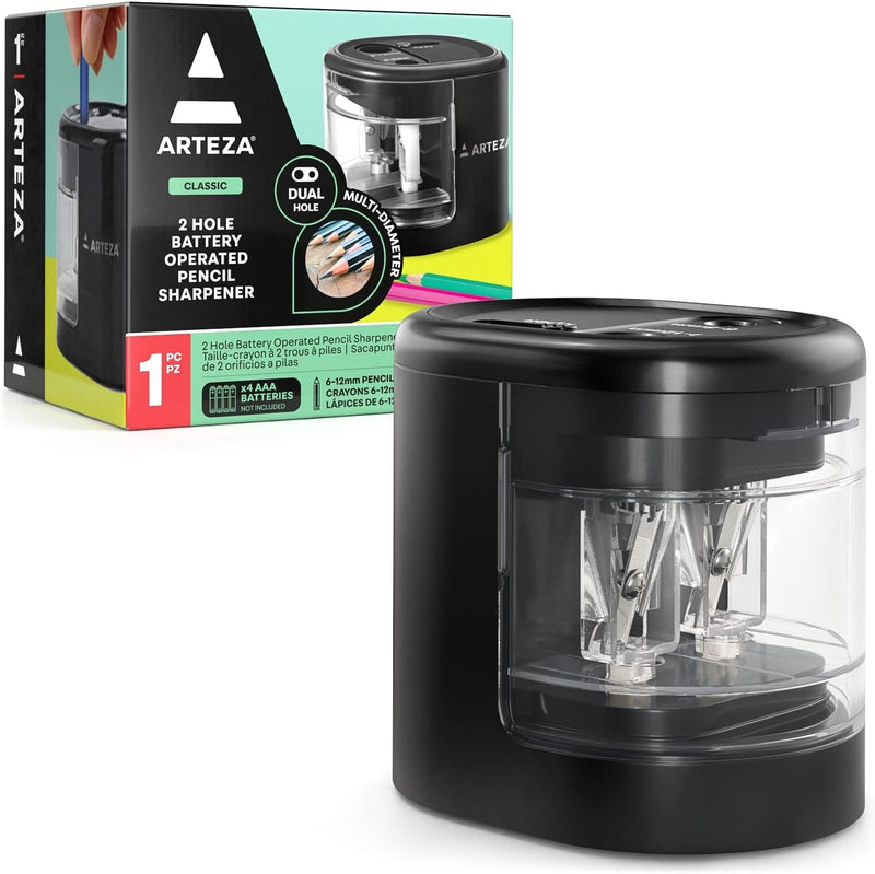 Electric Pencil Sharpener, Black, Dual - Hole, Fits 6–12 - Mm Pencils, Auto - Stop, Office Supplies for Teachers, Students, Classrooms, and Art Studios - Lacatang Shop
