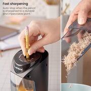 Electric Pencil Sharpener, Black, Fits 7–11 - Mm Pencils, Auto - Stop, Office Supplies for Teachers, Students, Classrooms, and Art Studios - Lacatang Shop