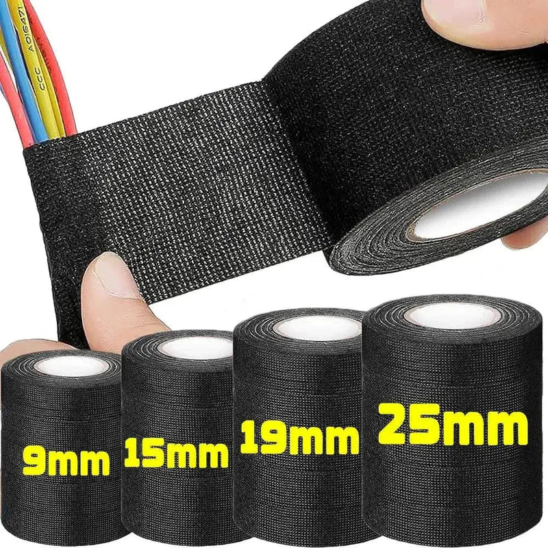 Electrical Tape Heat - resistant Harness Bundle Insulation Auto Wiring Fabric Cloth Wrap Waterproof Cable Organizer Adhesive Tapes - Lacatang Shop