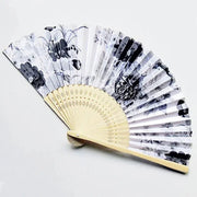Elegant Bamboo Bone Cloth Hand Fans with Floral Print for Weddings, Parties, and Dance Performances - Lacatang Shop