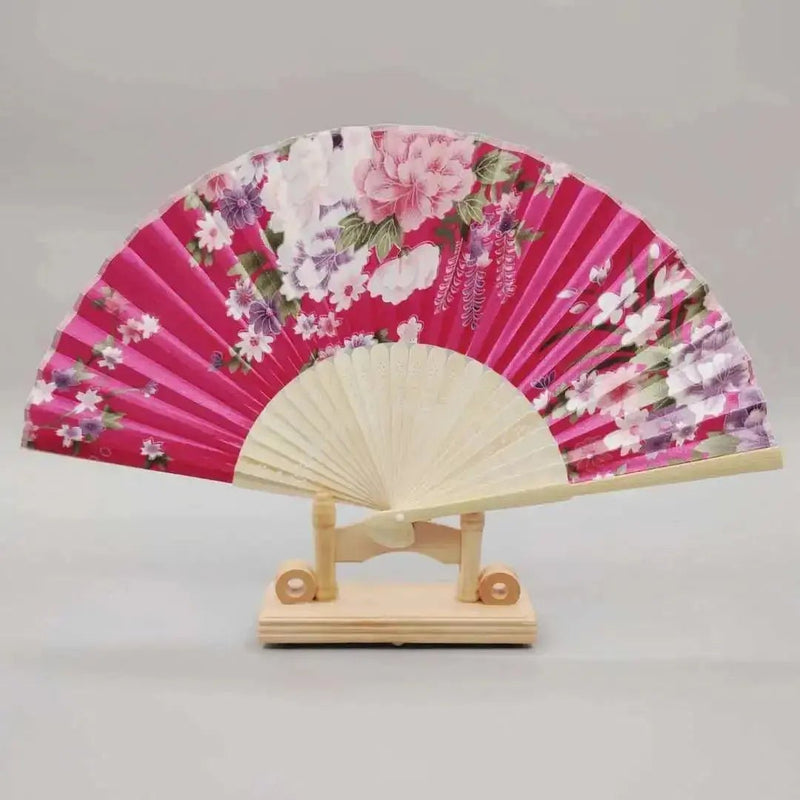 Elegant Floral Bamboo Hand Fan - Foldable Cloth Accessory for Weddings, Parties, and Performances - Lacatang Shop