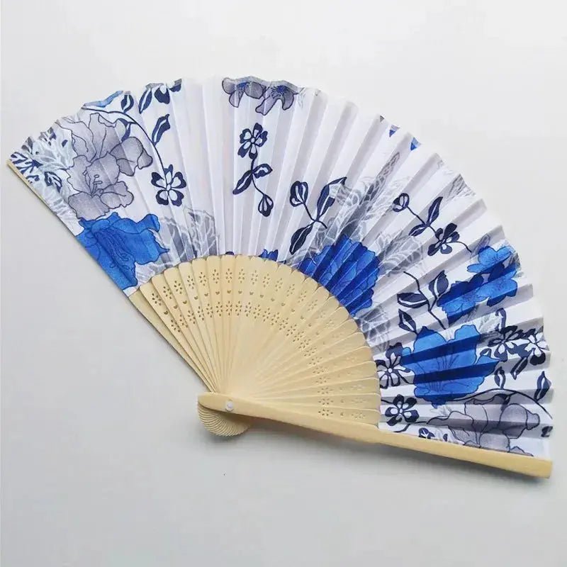 Elegant Floral Folding Hand Fan - Bamboo and Cloth Dance Accessory for Weddings, Parties, and Performances - Lacatang Shop