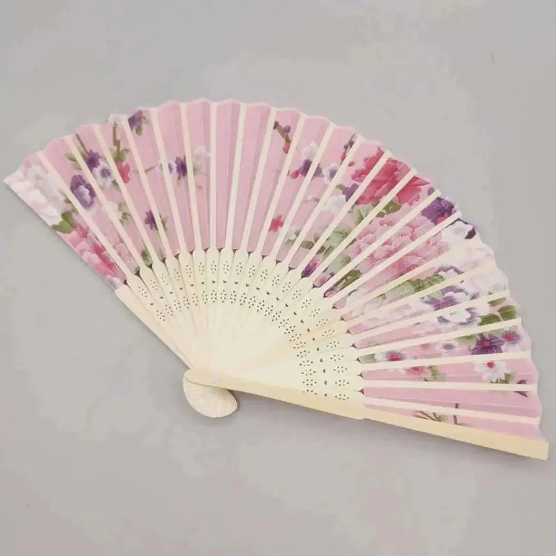 Elegant Floral Folding Hand Fan - Bamboo and Cloth Dance Accessory for Weddings, Parties, and Performances - Lacatang Shop