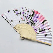 Elegant Foldable Cloth Hand Fans with Bamboo Ribs and Floral Print - Ideal for Weddings, Parties, and Dance Performances - Lacatang Shop