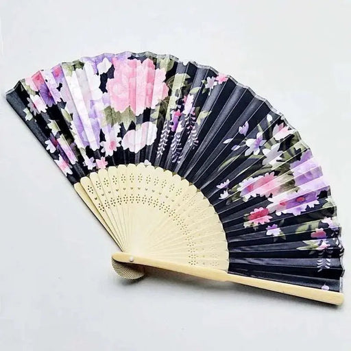 Elegant Handcrafted Foldable Cloth Fans with Bamboo Ribs - Floral Design for Weddings, Parties, and Performance Decor - Lacatang Shop
