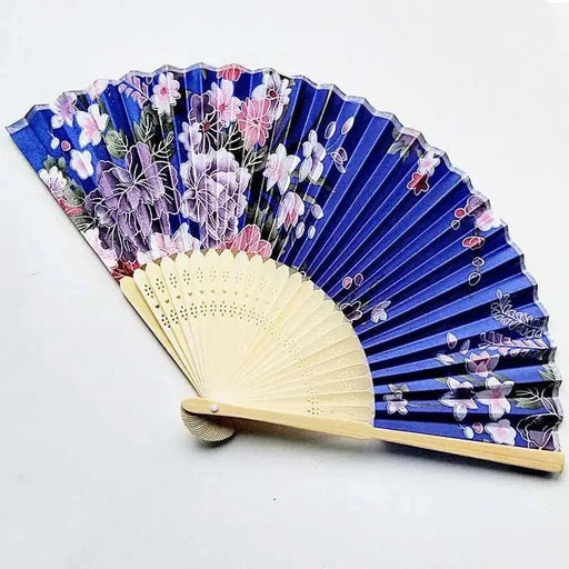 Elegant Handcrafted Foldable Cloth Fans with Bamboo Ribs - Floral Design for Weddings, Parties, and Performance Decor - Lacatang Shop
