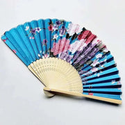 Elegant Handcrafted Foldable Cloth Fans with Bamboo Ribs - Floral Design for Weddings, Parties, and Performance Decor - Lacatang Shop