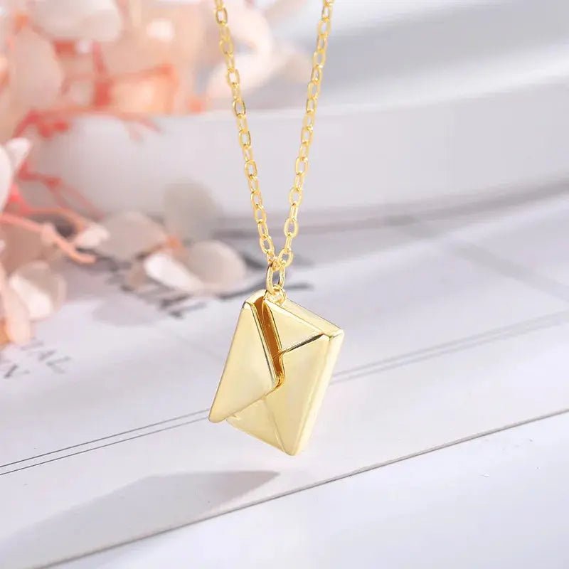 Envelope Locket Necklace with Gold Rose Gold Silver Color Love you Secret Hidden Message Pendant Necklace Gift Jewelry - Lacatang Shop