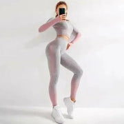 EP Sport Set Women Seamless Yoga Set Women Gym Clothes Long Sleeve - Lacatang Shop