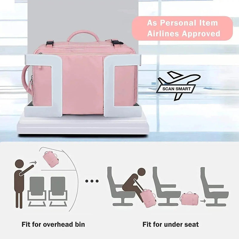 Extra Large Travel Backpack for Women as Person Item Flight Approved, 40L Carry on Backpack, 17 Inch Laptop Backpack, Waterproof Backpack, Hiking Backpack, Casual Bag Backpack(Pink) - Lacatang Shop