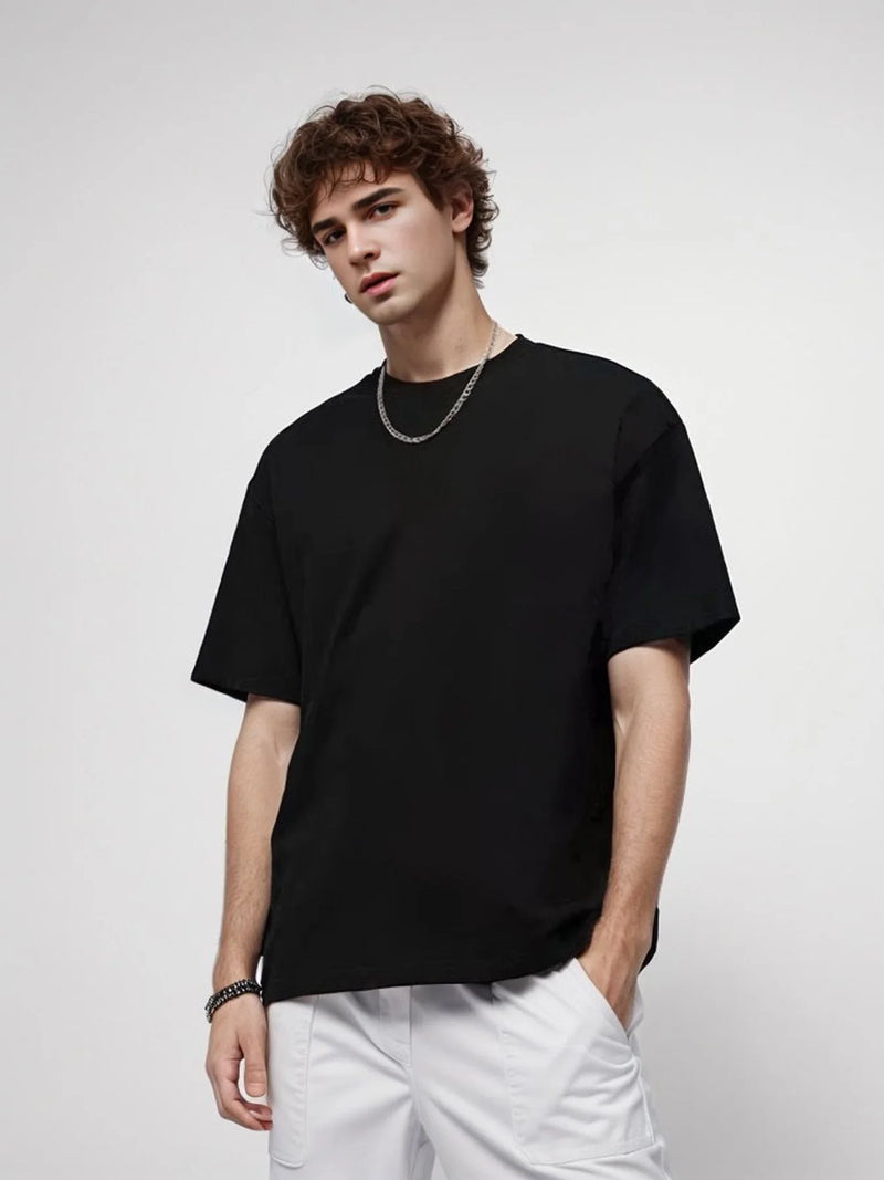 9.9oz 280gsm High Qualtity Oversized Heavy T-shirt for Men Short Sleeve Tee Cotton Solid Color Trend Leisure Green White Black